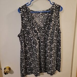 V neck, sleeveless blouse